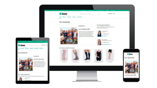 Een computerscherm, tablet en smartphone waarop de startpagina van de webwinkel te zien is Een computerscherm, tablet en smartphone waarop de startpagina van de webwinkel te zien is
